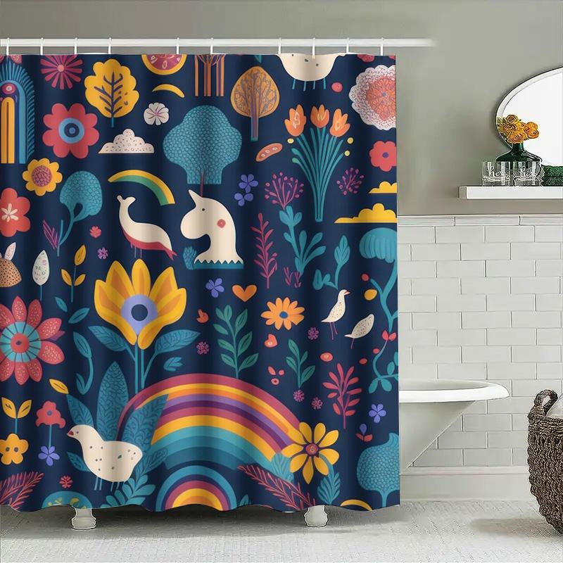 

Bright Flora Shower Curtain Unicorn Chicken Pattern For Bathroom Decor Waterproof Fabric 240X180Cm Home Accessories! (59.7 X 70. W60H190(CM)-1 Pcs