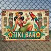 Metalinis sienų dekoras Vintažinis Tiki Baras Tropinė Šokėja su Papūga Namams Garažui