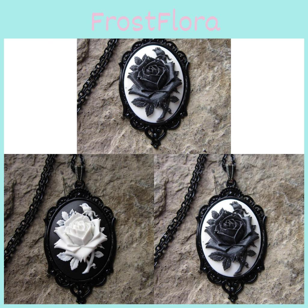 Victorian Black Rose Necklace With Cross Chain For Women Elegant Floral Jewelry