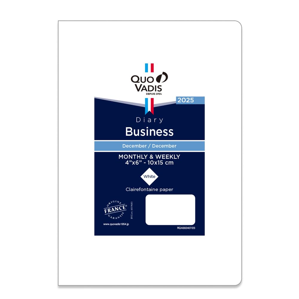 

QUOVADIS Planner Diary Starts December A6 Variant 10 x 15 qv004rech-pe [2025 Edition] Business/Refill (Weekly Vertical, 2024, cm)