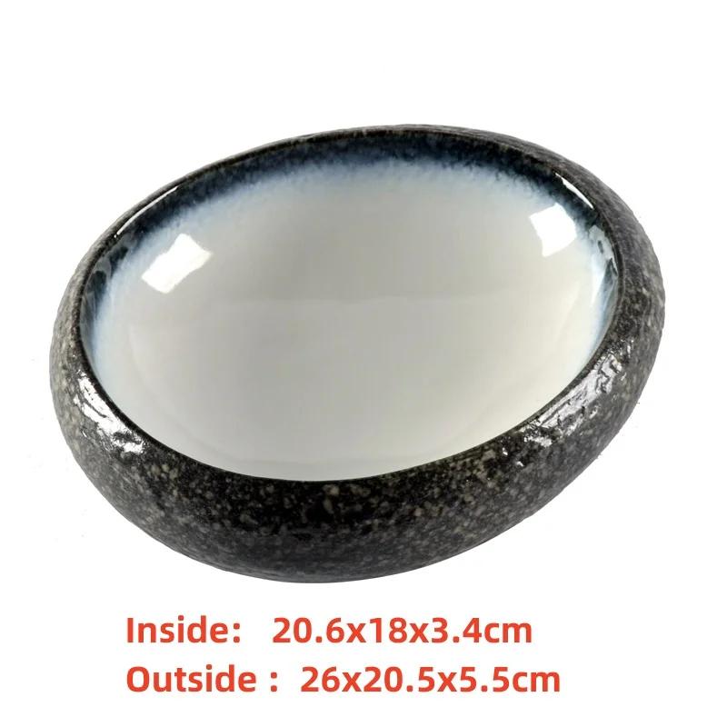seafood Creative Stone Pattern Ceramic Bowl Thick Edge Sushi Bowl Sashimi Dessert Bowls Soup Bowls Restaurant Special Tableware