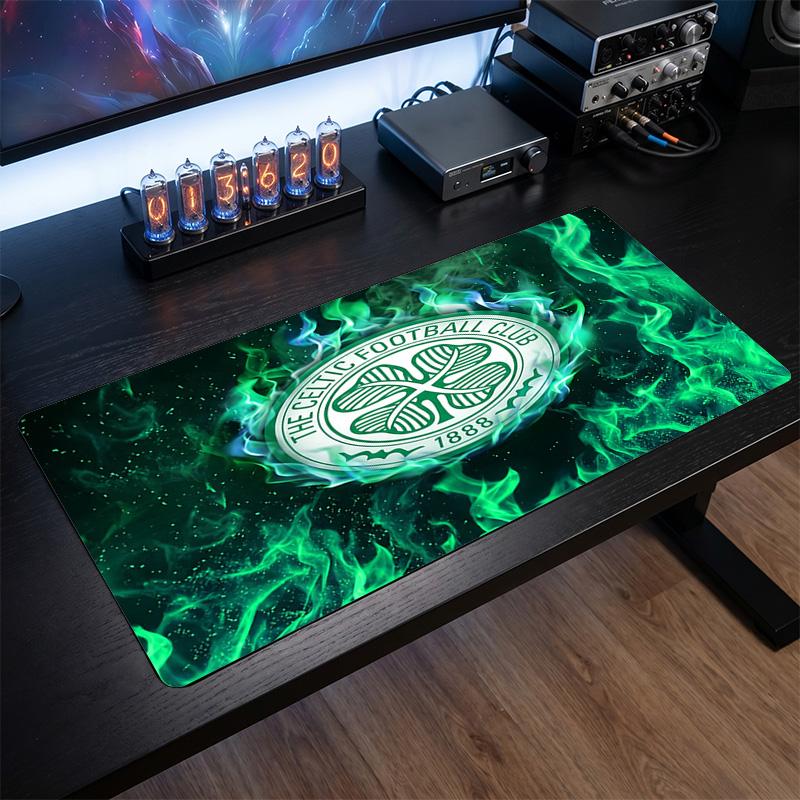 Celtic FC Theme Pattern Mouse Pad, Soccer Logo Design XXL Gaming Desk Mat Non-Slip Computer Mouse Pad