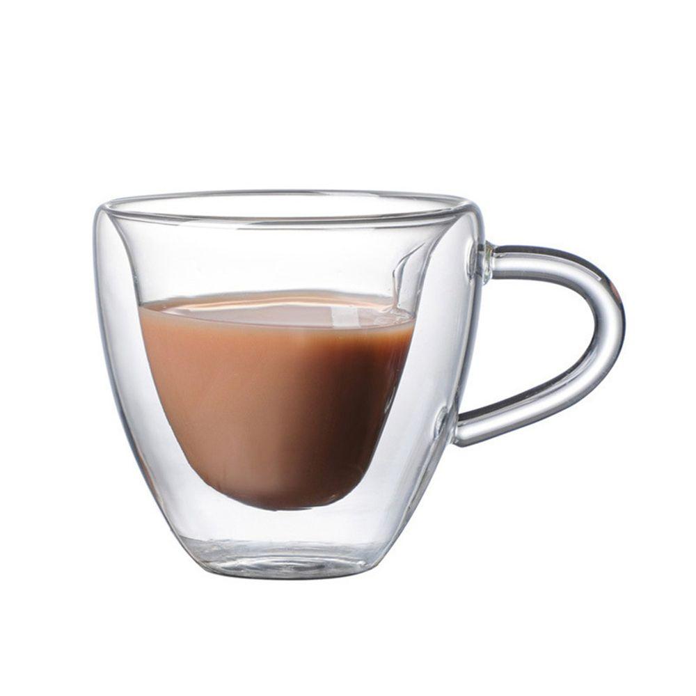 Drinkware Glass Cup for Juice Milk Kitchen Dinking Glasses Tea Cup Insulated Glass Cup Coffee Mug