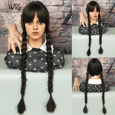 Yeni Bayanlar Peruk Simülasyon Peruk 76 cm Saç Siyah Peruk Uzun Örgü Peruk Tam Başlık Gül Saç Net Headdress Güzellik Dekorasyon Peruk