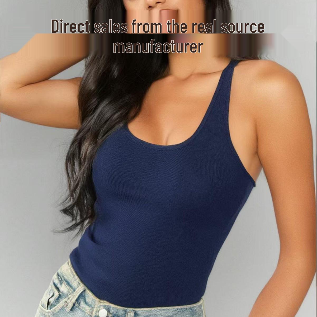 Ice Silk Camisole Vest with Built-in Pads for Women – Versatile Outerwear or Innerwear M серый