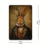 Elegant Gentleman Rabbit Vintage Metal Tin Sign: A Whimsical Wall Art Decoration for Dining Room, Home, Forest, or Garden Walls