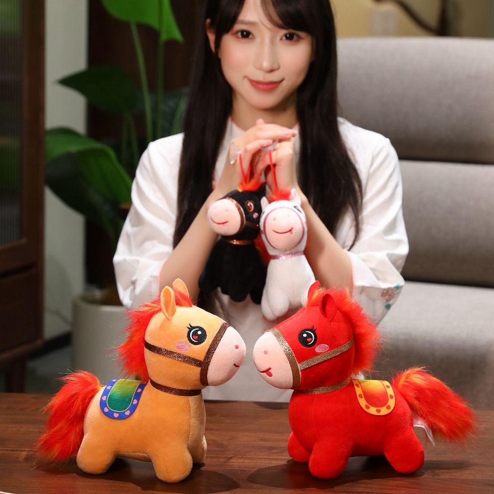 Cartoon Stuffed Animal Horse Fluffy Horse Zodiac Horse Plush Toy  Year of The Horse