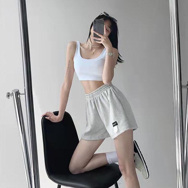 Danmo Women's High Waist Shorts Sports Fitness Pants Casual Drawstring Wide Leg Shorts for Ladies