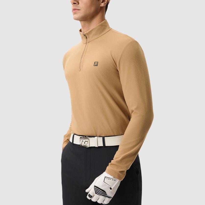 Fila Fleece Soft Stretch Long Sleeve T-Shirt Men Tops Orange-Yellow A11M515205F-BG