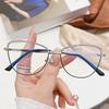New metal anti-blue light fashion Internet celebrity point diamond cat eye flat mirror can be equipped with myopia plain face large frame thin glasses