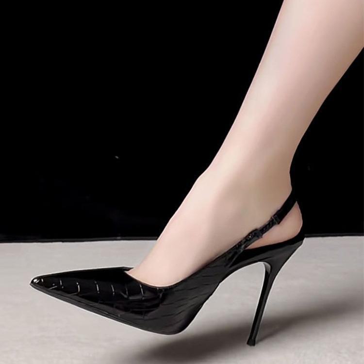 

«Женские черные туфли-стилеты с одним ремешком»: Французский стиль, закрытый носок, весенняя коллекция customizable, patent leather, 8CM, 36 вино красного