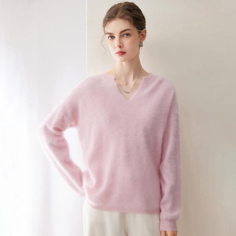 Le Kasha 2026 Pure Cashmere V-Neck Pullover - Warm, Loose, Brushed Top