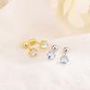 S925 Silver Moonstone Stud Earrings For Women Summer Minimalist Small Screw Back Fashionable Versatile Jewelry