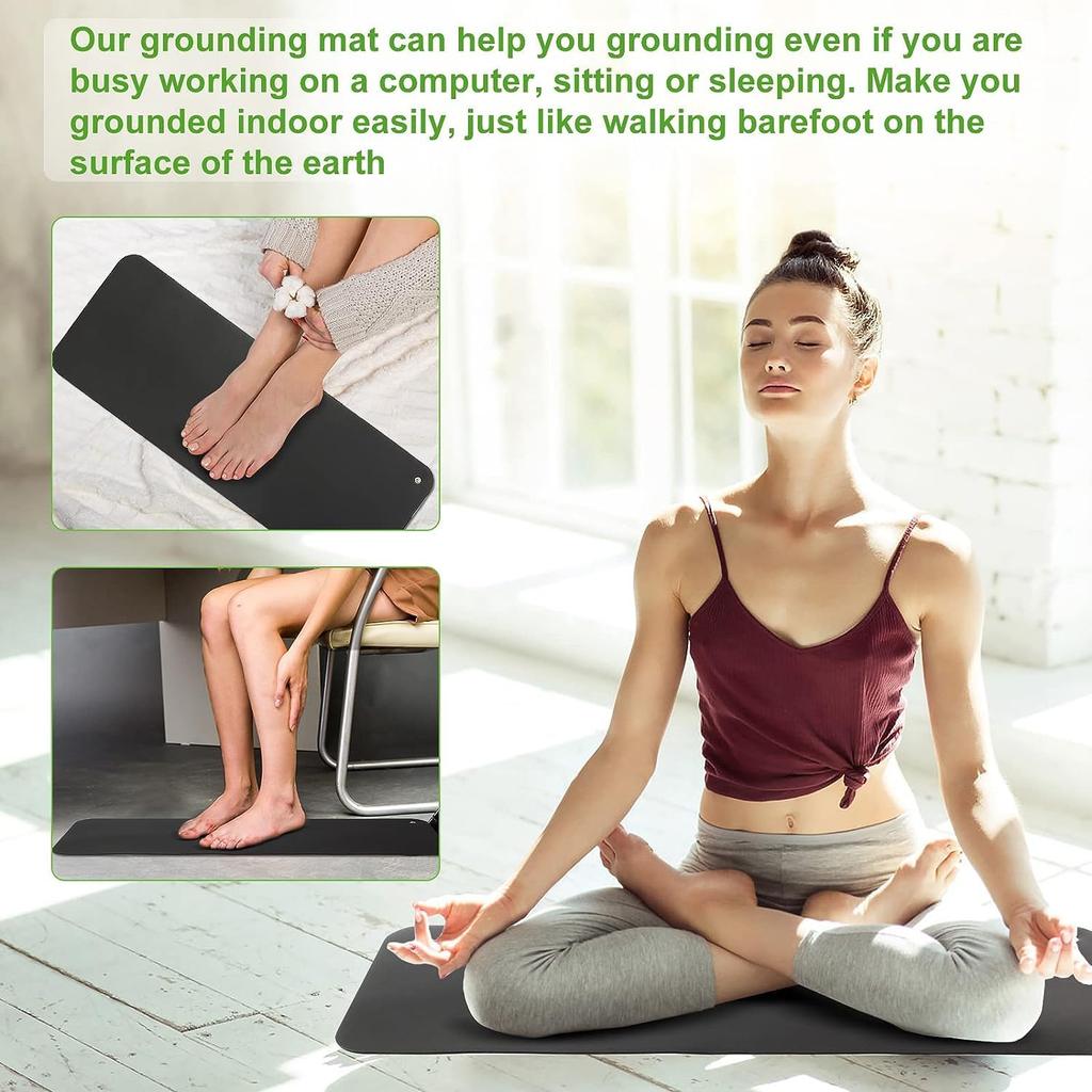 23.6" X 35.4" Grounding Mat Kit with 15ft Grounding Cord,Grounding Pad for Health Grounding Bed Mat for Foot Mat,Computer Mat, Sleep Mat, Pet Mat