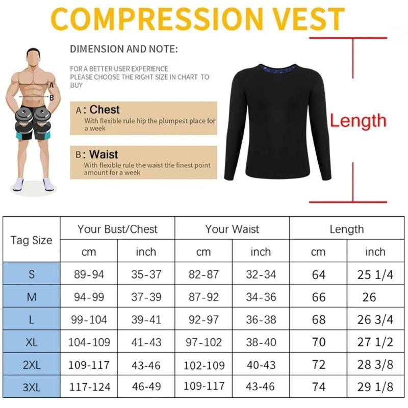 Sauna Shirt für Herren Schweißanzug Kompression Langarm Top Gewichtsverlust Körperformende Shirts für Training Sport
