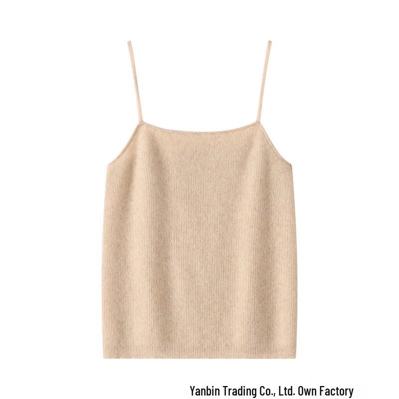 Women's Slim Fit Knit Cross Strap Tank Top - Sleeveless Cashmere Base Layer for Autumn/Winter