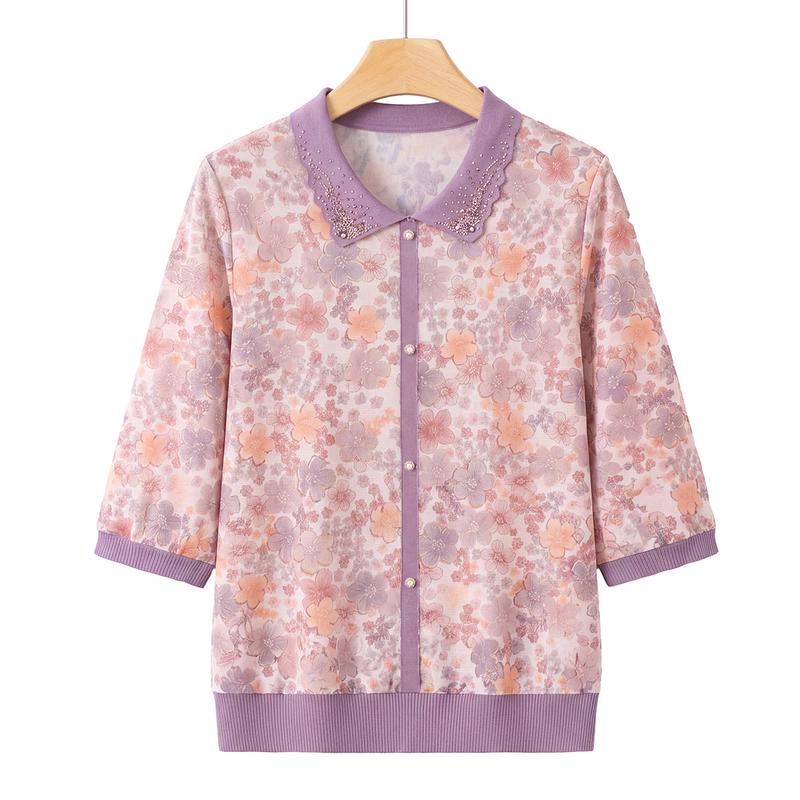 Yu Zhaolin Women s Summer Floral Knit Top XL