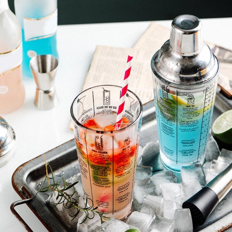 Elegant 400ml Cocktails Mixing Set Shaker Set Including Large Shaker Stirrer and Measuring Cup for Parties