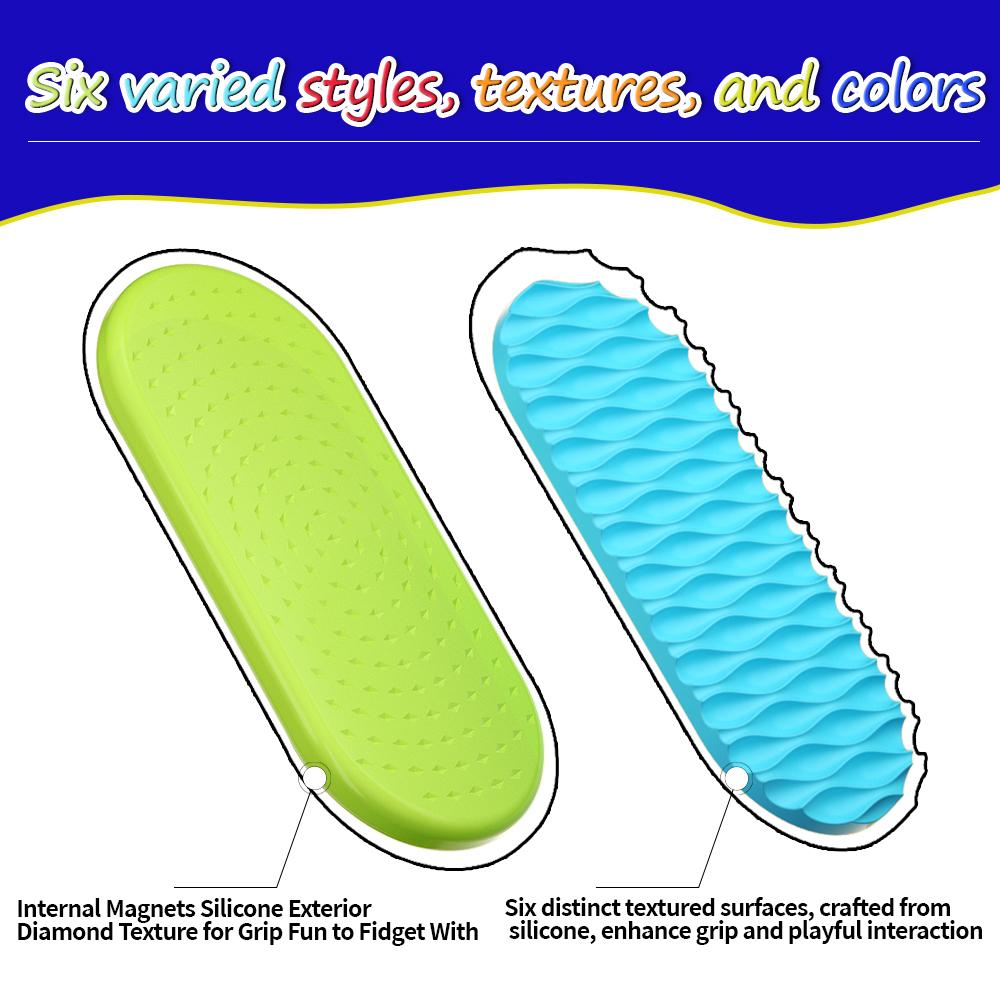 6Pcs/Set Sensory Magnet Toy Silicone Magnetic Slider for Autism Anxiety Stress Relief Toy