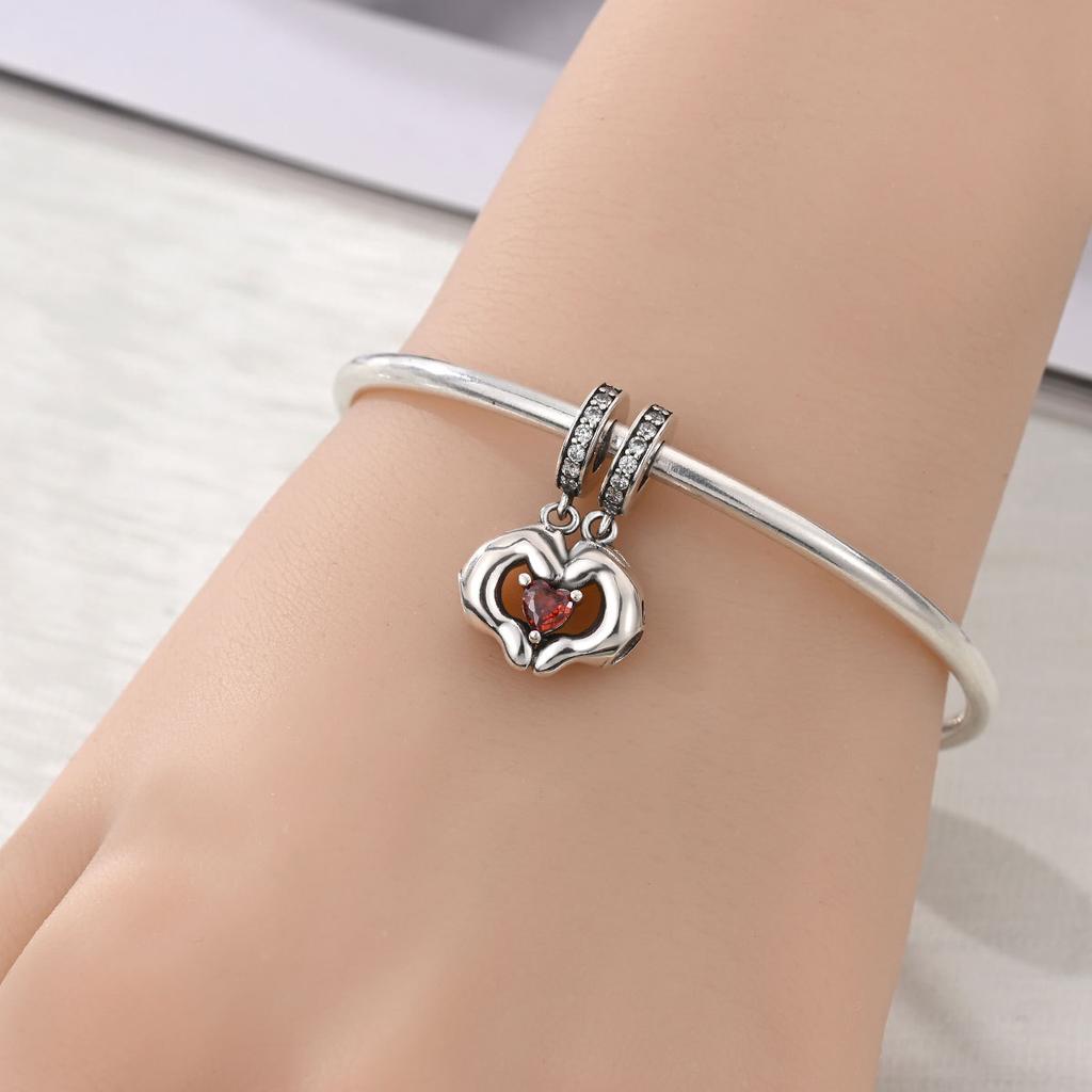 2026 Charm Heart Wings LOVE Charm Oil Drop DIY Jewelry Bracelet Accessories Women's 925 Silver