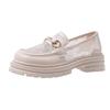 Fashion 2025 New Shoes For Women Ladies Thick Sole Slip On Flats Creepers Leather Platform Shoes Casual Buckle Loafers Shoe British