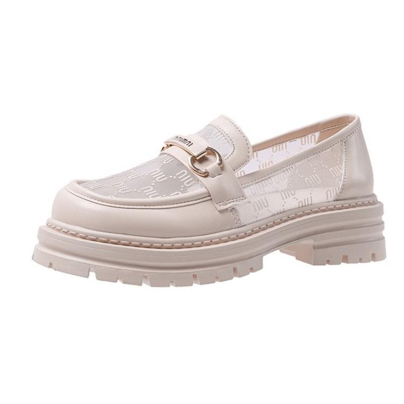 Fashion 2025 New Shoes For Women Ladies Thick Sole Slip On Flats Creepers Leather Platform Shoes Casual Buckle Loafers Shoe British