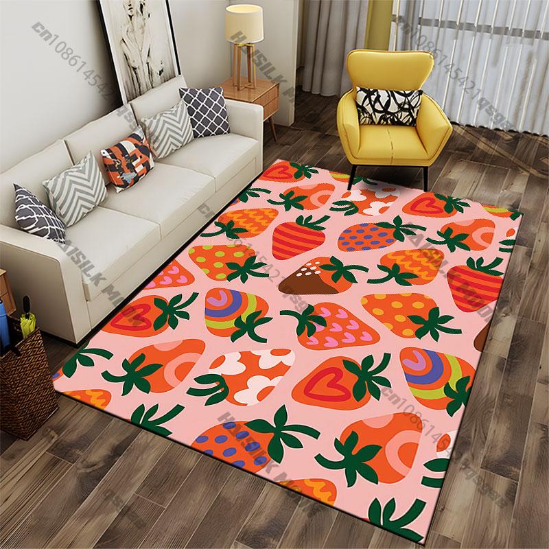 Colorful strawberries artistic pattern carpet Yoga living room room decor children's crawling mat doormat area rug games mat