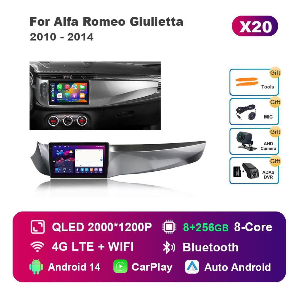 Android 14 System Car Radio Multimedia Player for Alfa Romeo Giulietta 2010 - 2014 GPS Navi WiFi IPS Touch Screen DSP Stereo 4G