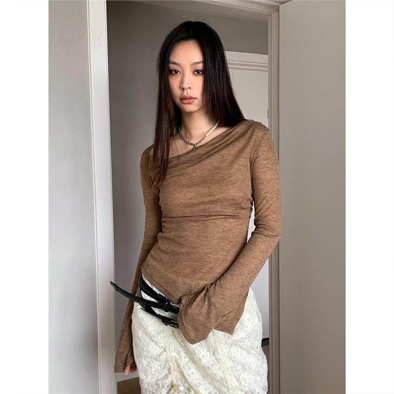 

Dorothy Korea Off-Shoulder Bell Sleeve Spring T-Shirt M Special Code кавовий