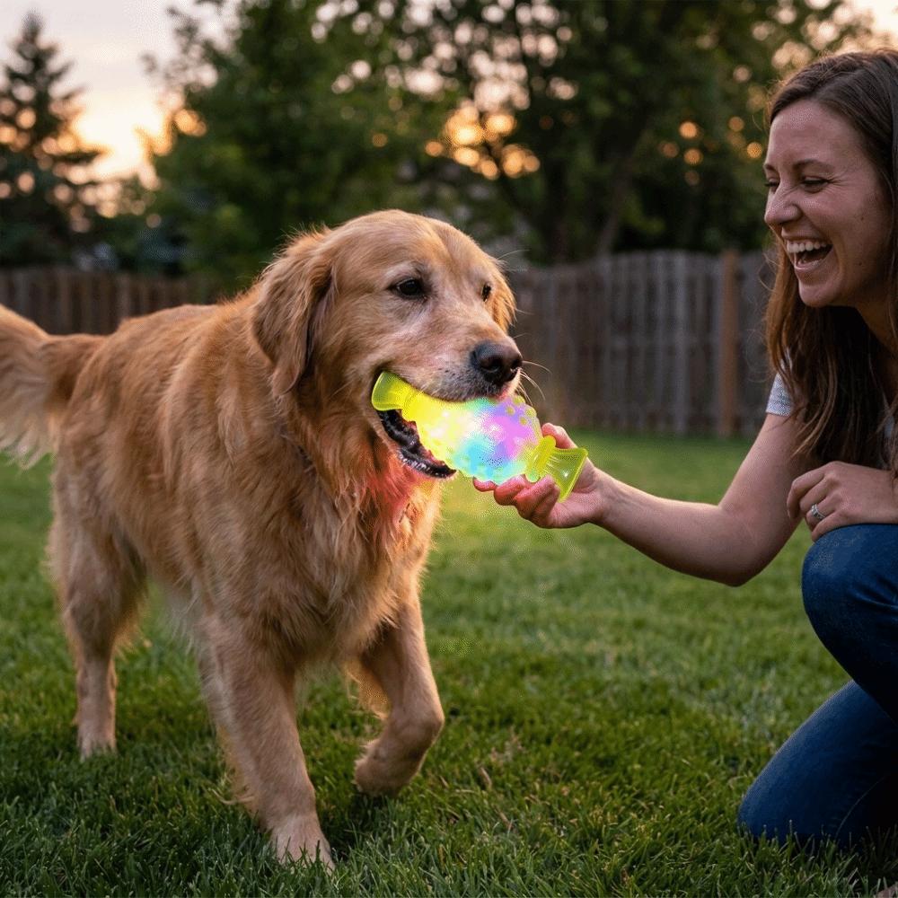 Bite Resistant Dog Glowing Candy Toy Luminous Interactive Dog Toys Squeaky Molar Candy Small Dog
