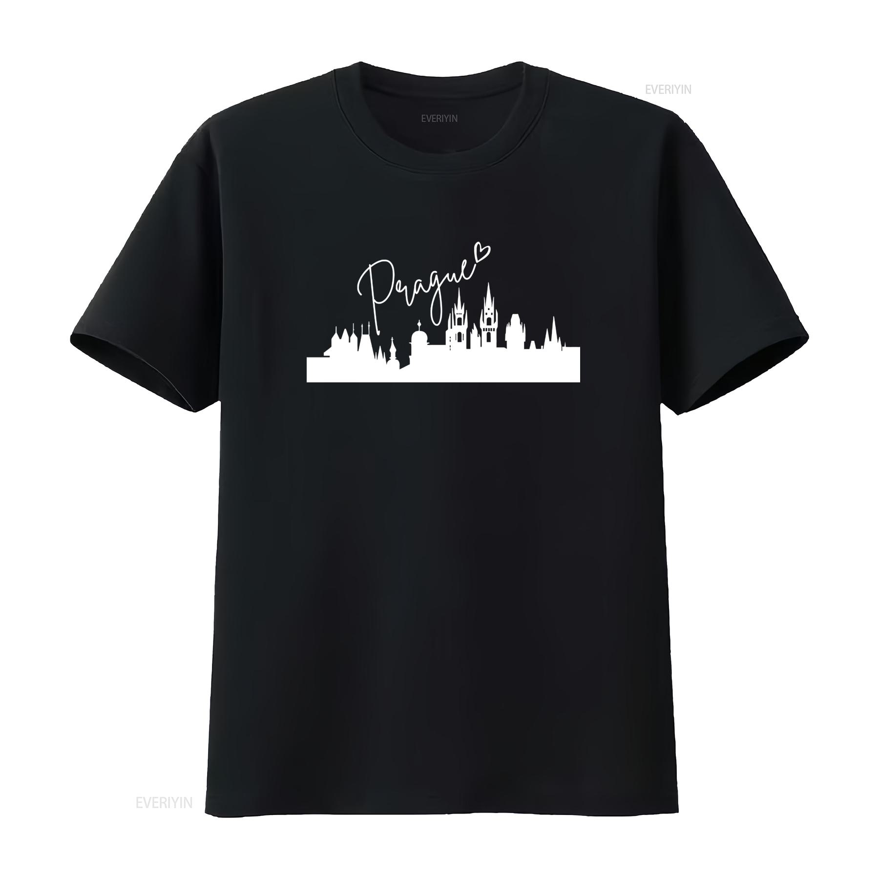 

Prague T Shirt for Europe Travel Czech Republic Souvenir Ideal Family Vacation Summer Wear vintage Washed homme Comfortable 4XL