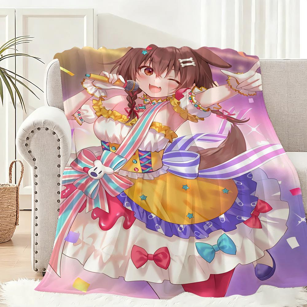 Anime INUGAMI KORONE Throw Lightweight 240g Flannel Blanket Soft Skin-friendly for Summer Cooling