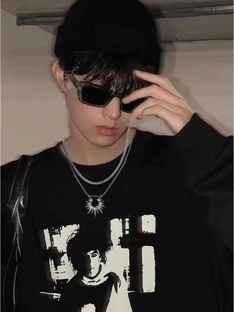 Men's Durable Titanium Steel Cuban Chain Necklace with Zircon Pendant