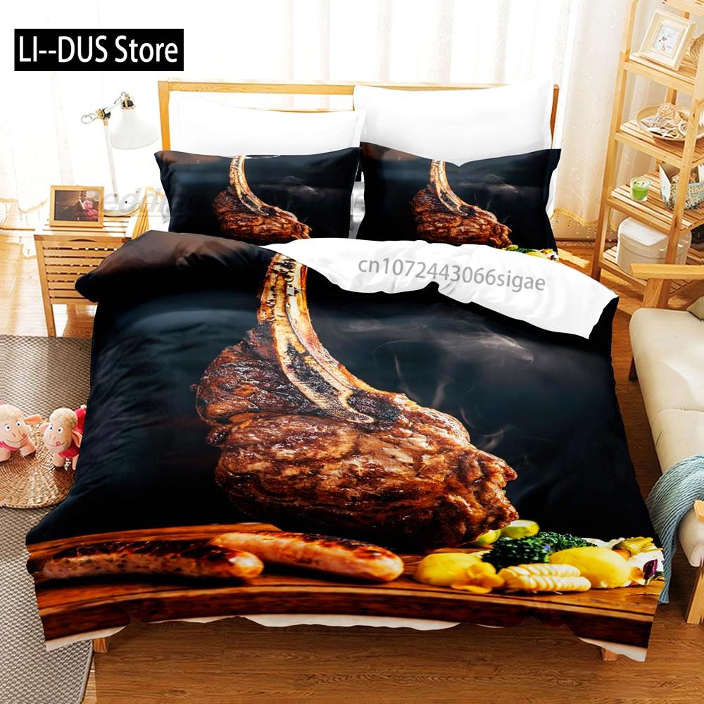 Beefsteak Bedding Set Single Twin Full Queen King Size Bed Set Aldult Kid Bedroom Duvetcover Sets 3D Print Gourmet Steak