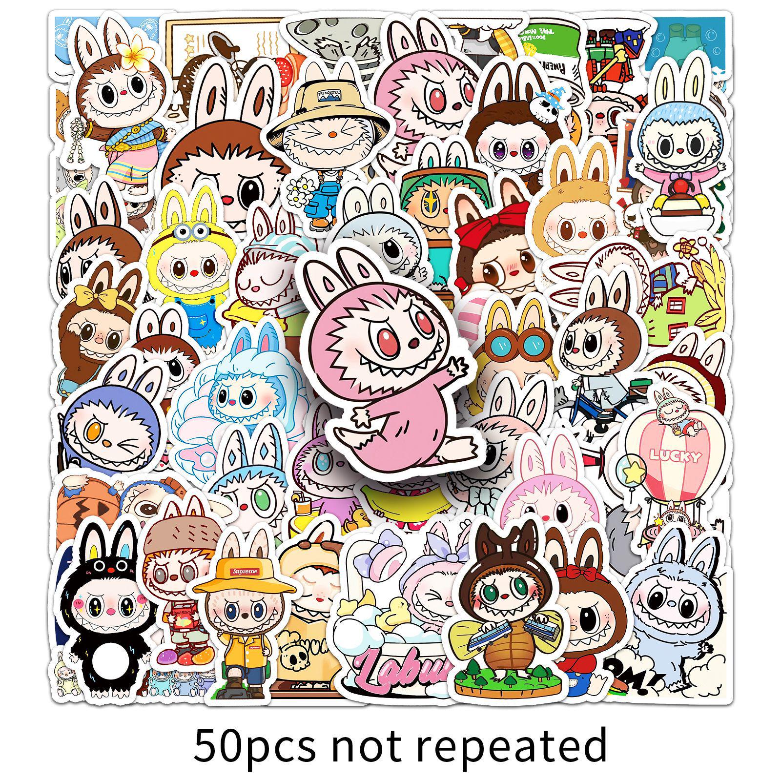 

50 Sheets Labubu Cartoon Elf Stickers for Journal, Water Cup, and More