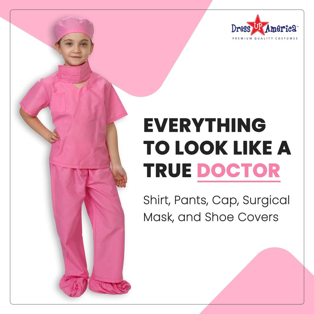 years Dress Up America 874P Doctor Pretend Play Outfit (Small 4-6 (71-76cm waist, 99-115cm height)) - Children/Toddler/Kids Scrub's (Small)