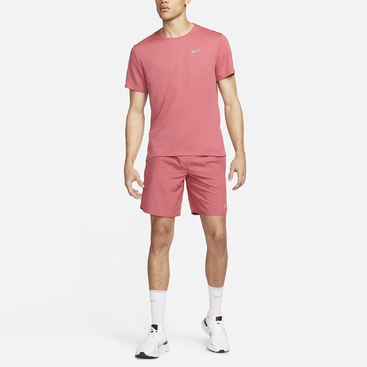 Nike Dri-FIT UV Miler Solid Logo Round Neck Sports Short Sleeve T-Shirt Men Tops Watermelon-Red DV9316-655