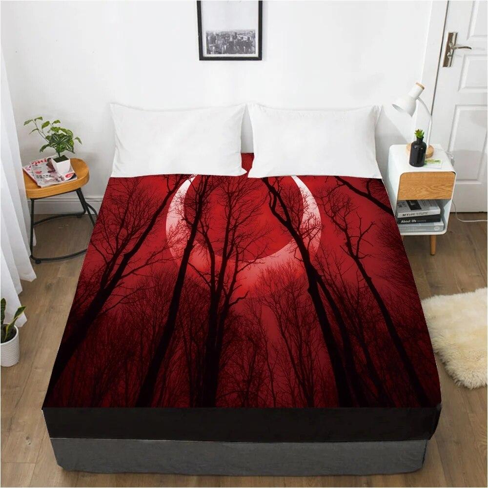 

Детская эластичная простыня с рисунком Хэллоуина и эластичной лентой, наматрасник, покрывало для детей, черная ворона 180x200 Deep 30cm