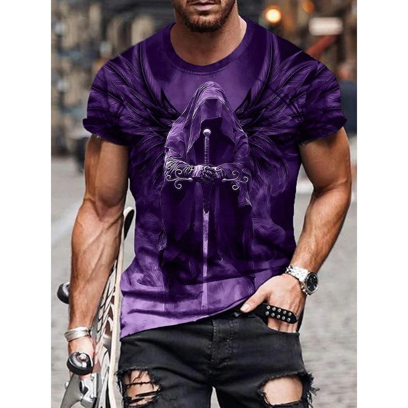 Summe Street Men's T-shirt Skull Print Men's T-shirt Casual Short-sleeved Top Outdoor Sports Fashion Men's T-shirt