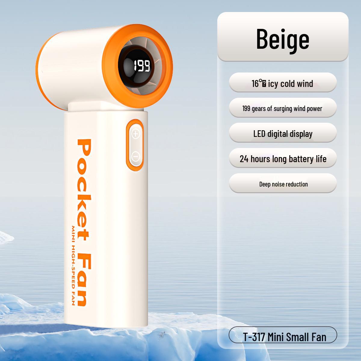 

T317 Portable Handheld Mini Fan: USB Rechargeable, Powerful Wind, Long Battery Life 61*37*133.5 слоновая кость/белый