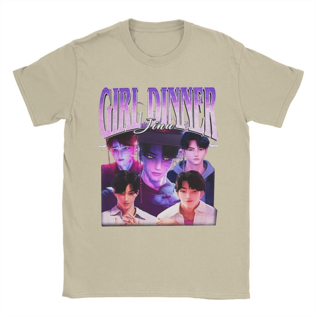 Girl Dinner Jinu Kpop Demon Hunters Villain T-Shirt Unisexs  Funny Pure Cotton T Shirts Summer  Design Oversized Clothing