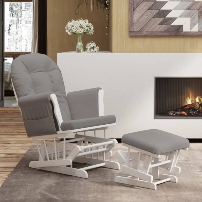 VidaXL Chaise berçante avec repose-pied Gris clair Tissu 351662