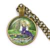 Handmade Vintage Frog Fairy Pendant Necklace Glass Cabochon Fashion Women Charm Jewelry Necklaces and Chains Female