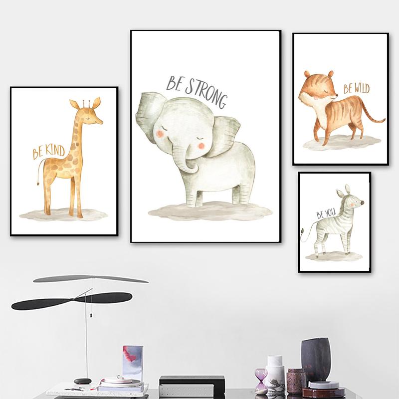 Cute Cartoon Animal Giraffe Lion Nursery Wall Art Canvas Painting Posters And Prints Wall Pictures Baby Kids Room Décor No Frame