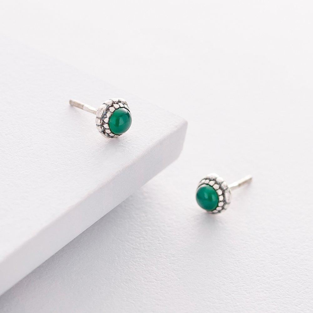 

Срібні сережки-гвоздики з агатом Oniks 0.8 cm срібний