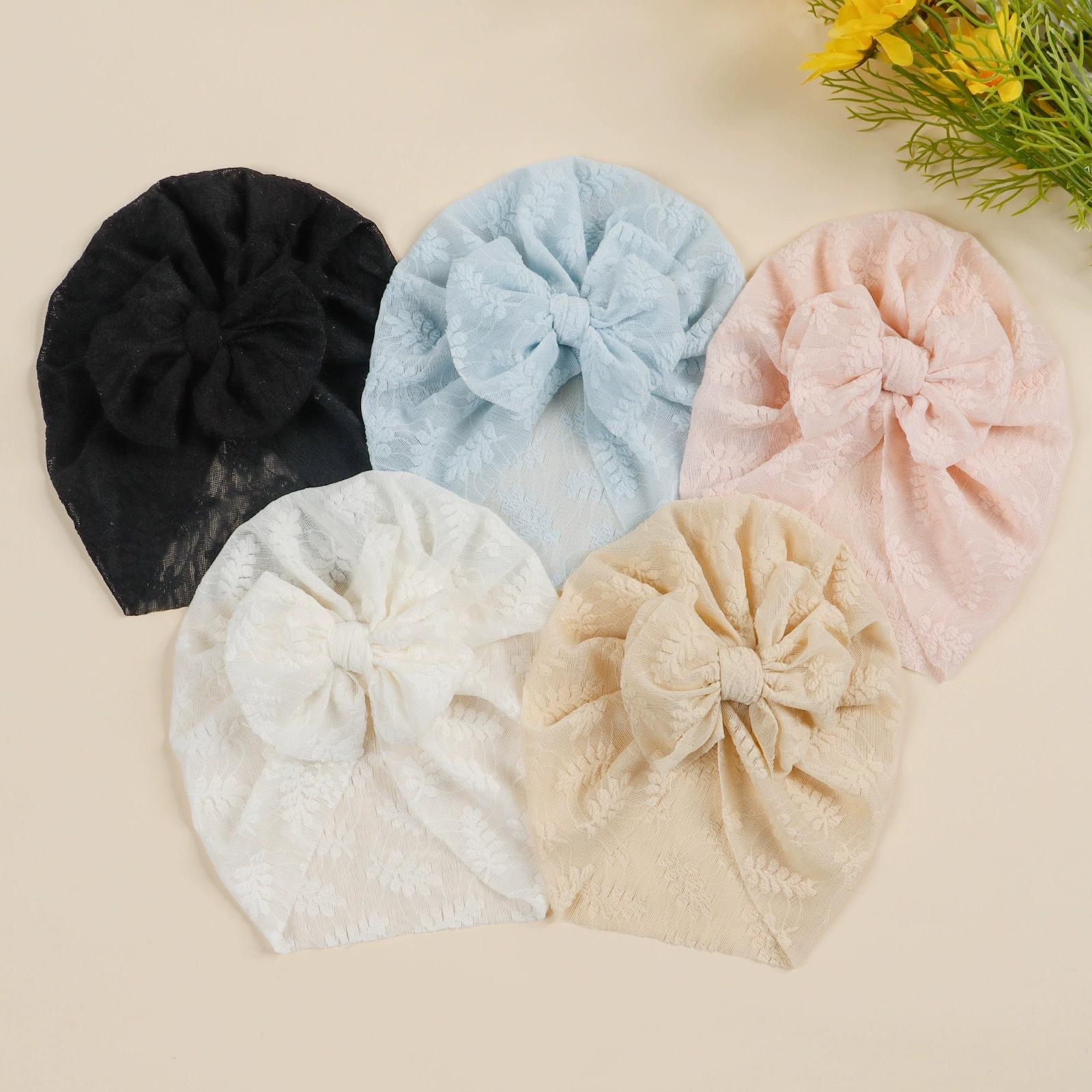 

Baby Bows Indian Hats Newborn Bowknot Turban Hat Kids Summer Beanies Girls Hair Accessories Photography Props Muslim Caps чорний