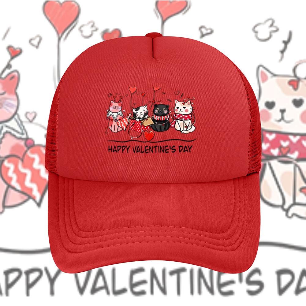Cats hearts balloons happy holiday love Baseball Cap Anime Graphic Hats Adult Unisex Women Sports Outdoor