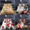Cartoon Cat Bed Set Pills Set Three Sets of Home Bedding To Increase The Size