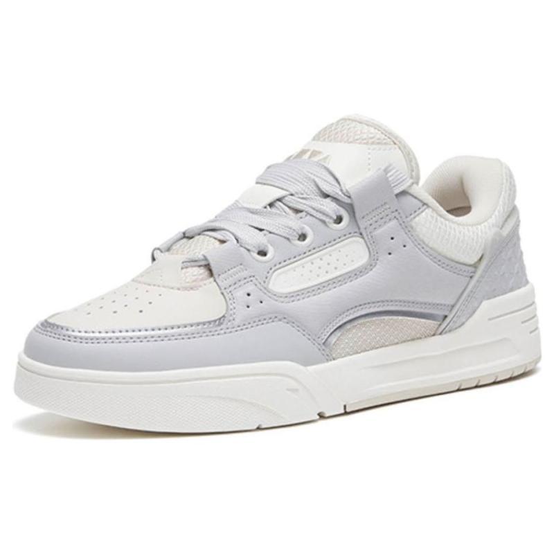 Anta Low Top Slip Resistant Cushioning Abrasion Resistant Skateboard Shoes Women's Gray White Sneakers 122318040-1