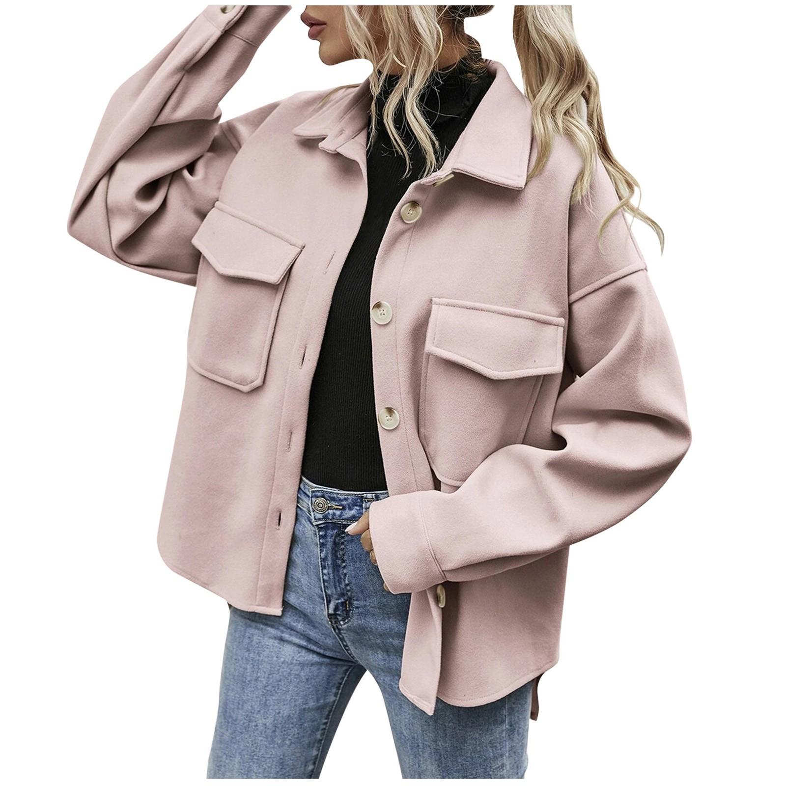 Женская модная однобортная рубашка с длинным рукавом и карманом — фото 4